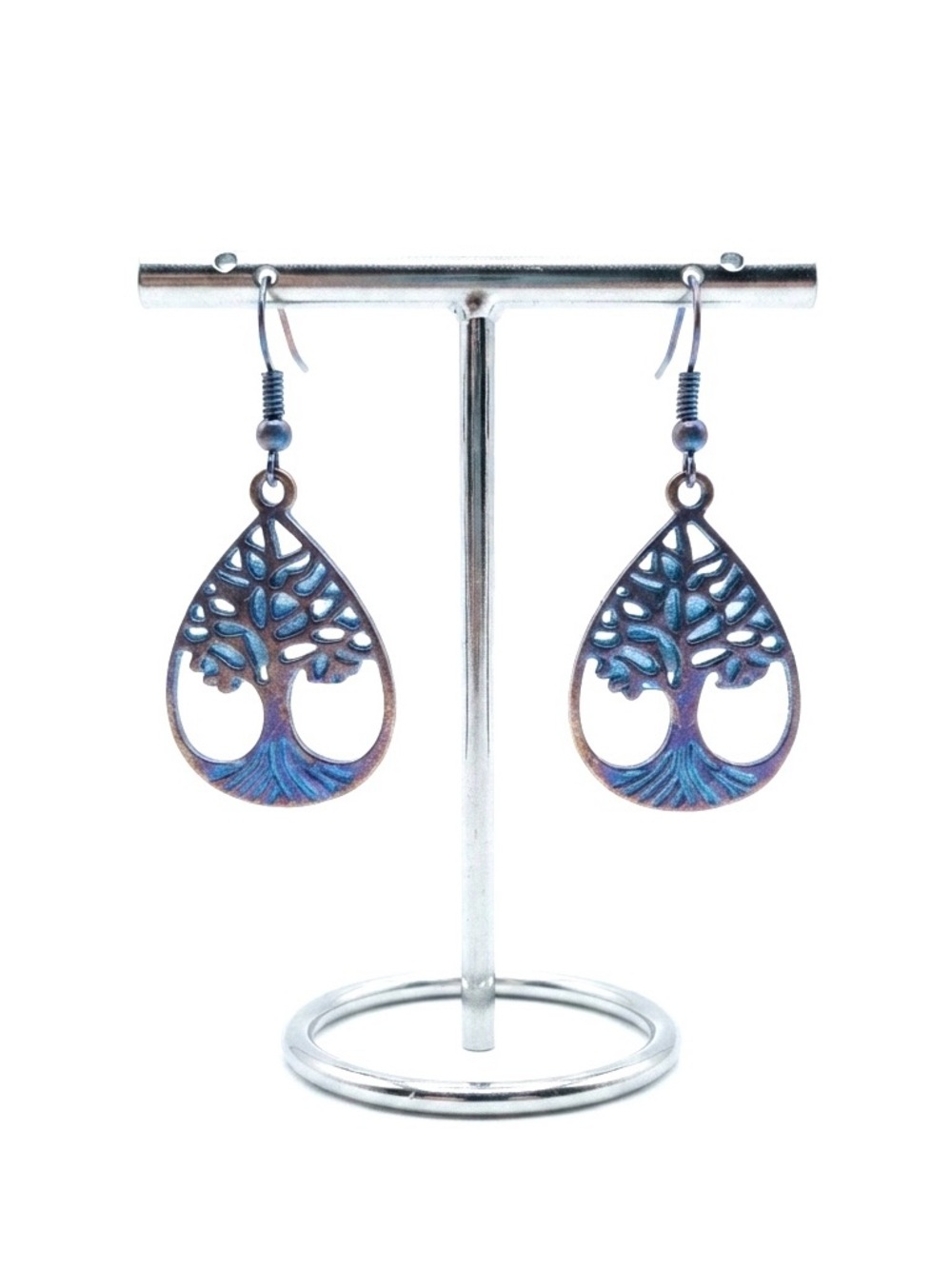 New Green Patina Bronze Celtic Spiritual Tree of Life Bohemien Dangle Earrings